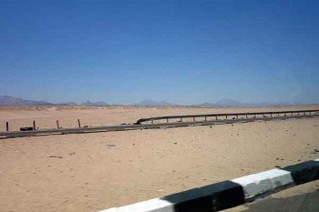 The beige-blue nothingness along a road in Egypt.