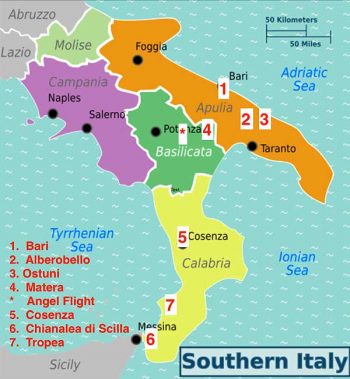 Map of southern Italy.