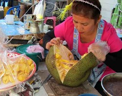 A jackfruit seller in Bangkok