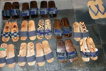 Japans shoe rules; Japans shoe rules: Wooden shoes for outdoor strolls.