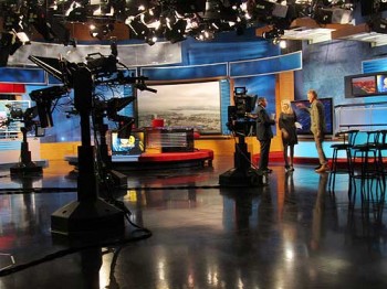 KCAL's human-free newscast studio.