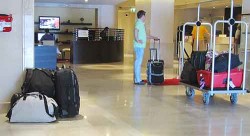 Luggage left in hotel lobby