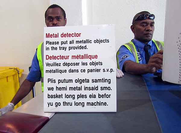 Pidgin sign at Vanuatu airport