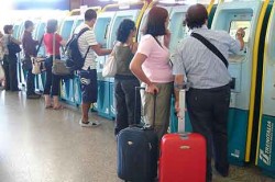 The ticket machines confuse a steady stream of travelers.