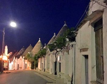 Peaceful night in Alberobello, Italy.