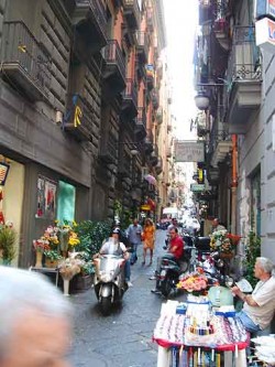 A typical street in Naples\' Quartieri Spagnoli.